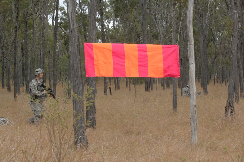 US soldiers parachute into Shoalwater Bay Training Area during Talisman Sabre 2011