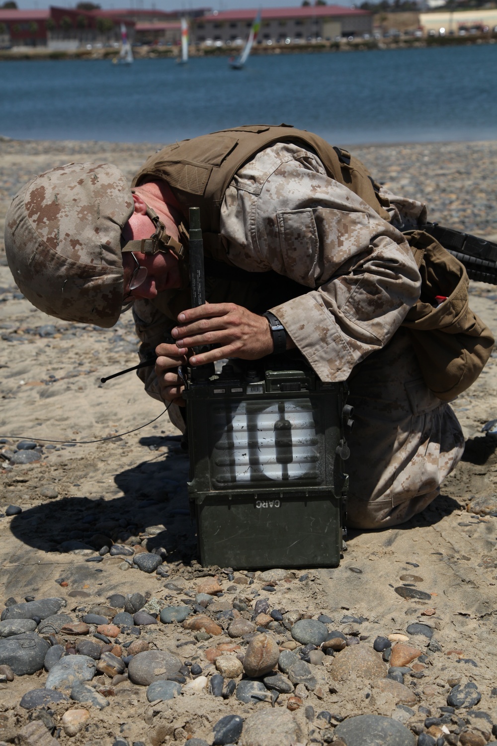 Communications Marines set up mobile command post