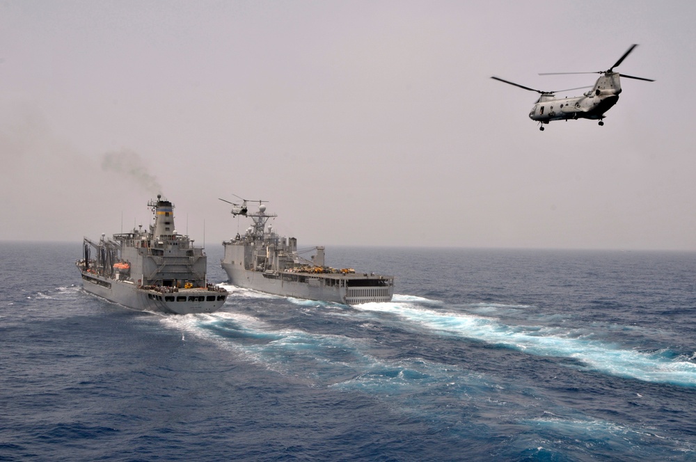 USS Comstock takes on supplies