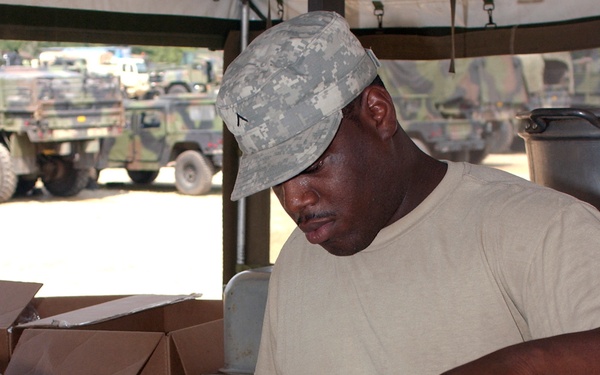 Fixing dinner on FOB Independence