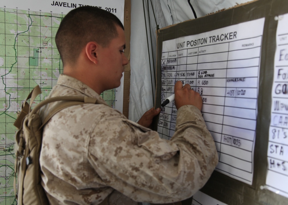 Combat Operations Center keeps Javelin Thrust Marines working as single entity