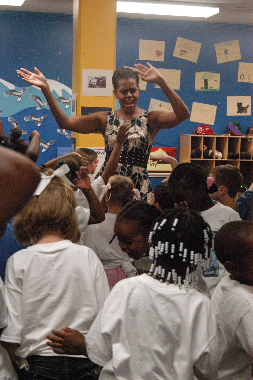 Michelle Obama visits Naval Air Station Oceana Child and Youth Programs summer camp