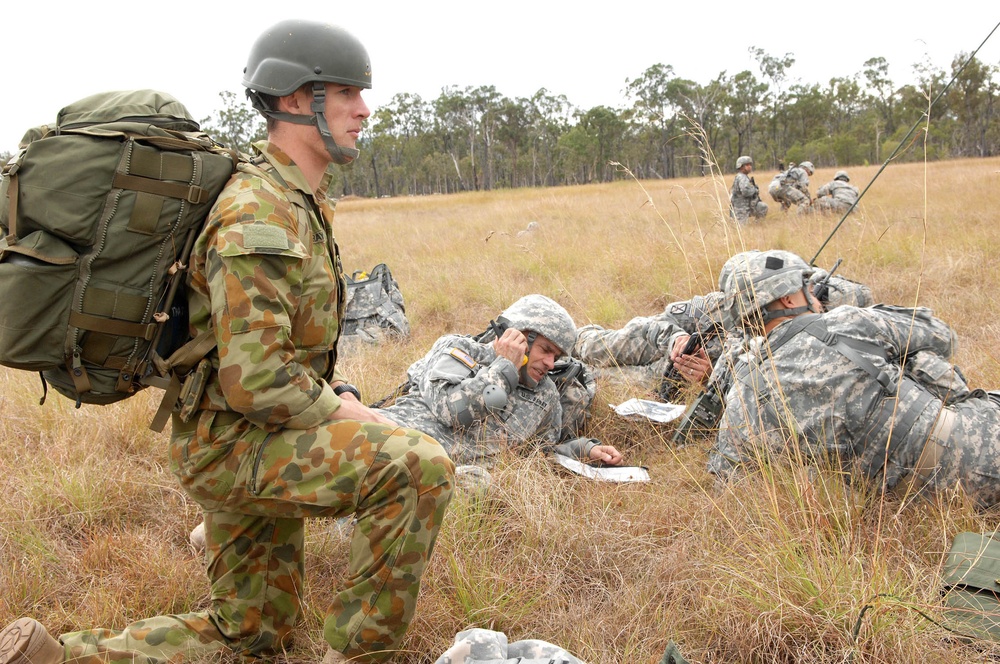 US, Australian paratroopers jump into training at Talisman Sabre 2011