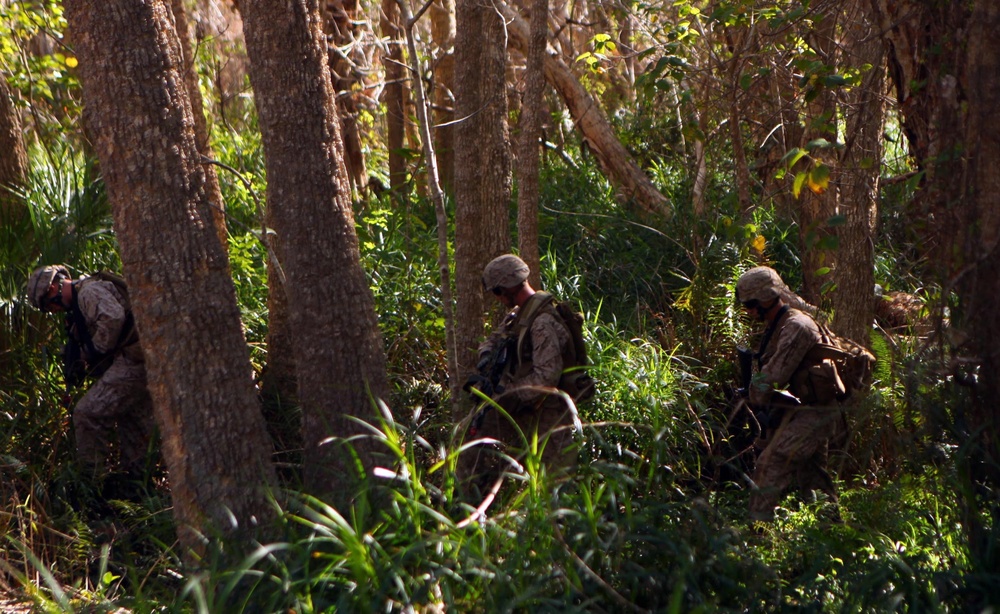 US Marines conduct a patrol during Talisman Sabre 2011