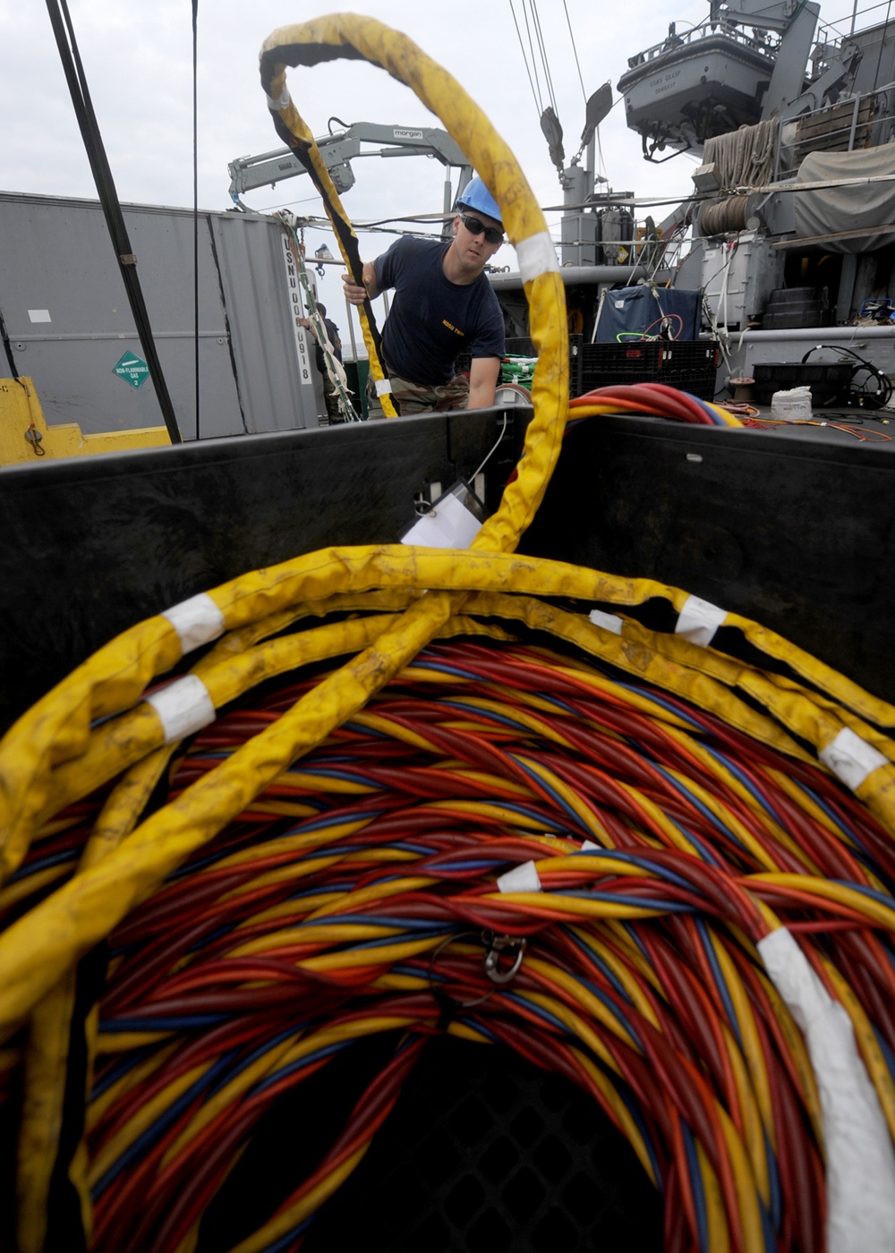 Navy diver aboard USNS Grasp