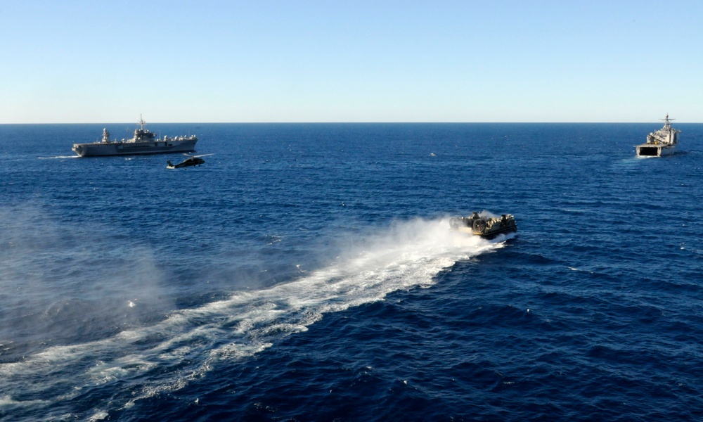 USS Blue Ridge &amp; USS Germantown in the Coral Sea