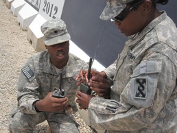 Radio technician maintains convoy communication systems