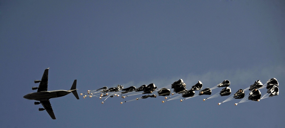 C-17 drops supplies to Forward Operating Base Lane
