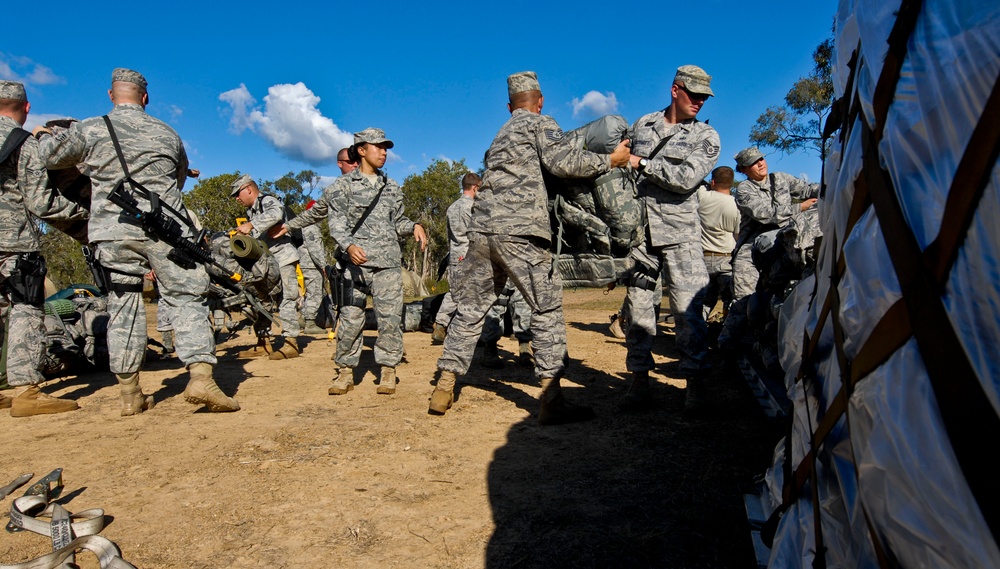 36th Expeditionary Contingency Response Squadron set up camp at Williamson Airfield during Talisman Sabre 2011