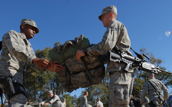 US Air Force 36th Expeditionary Contingency Response Squadron set up camp at Williamson Airfield during Talisman Sabre 2011