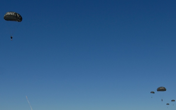 US Air Force 36th Expeditionary Contingency Response Squadron jump from a C-17 during Talisman Sabre 2011