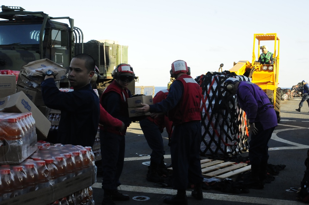 USS Germantown receives supplies