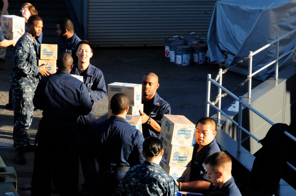 USS Germantown receives supplies