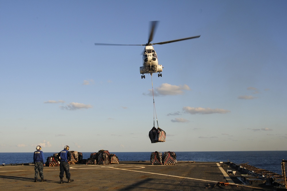 USS Germantown receives supplies