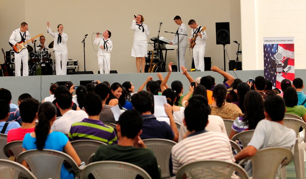 US Fleet Forces Band performs during community service event in Chalatenango