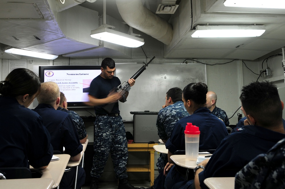 USS Ronald Reagan sailors during security course