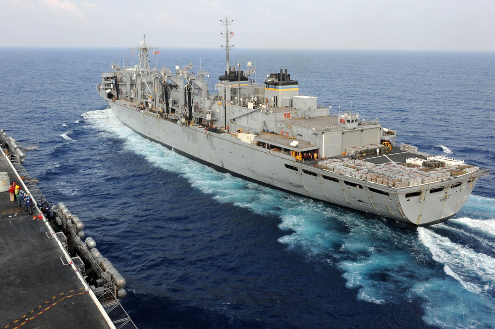 USNS Supply pulls alongside USS Dwight D. Eisenhower