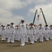 Seabee battalion saluting colors during a ceremony