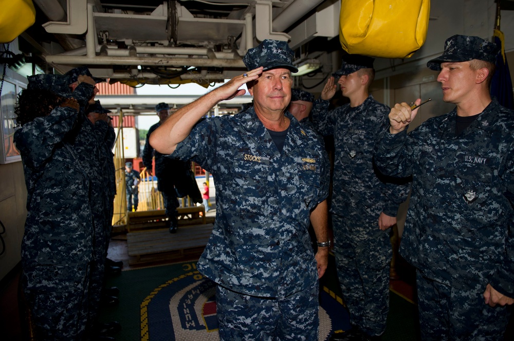 Rear Adm. Stocks aboard USNS Comfort