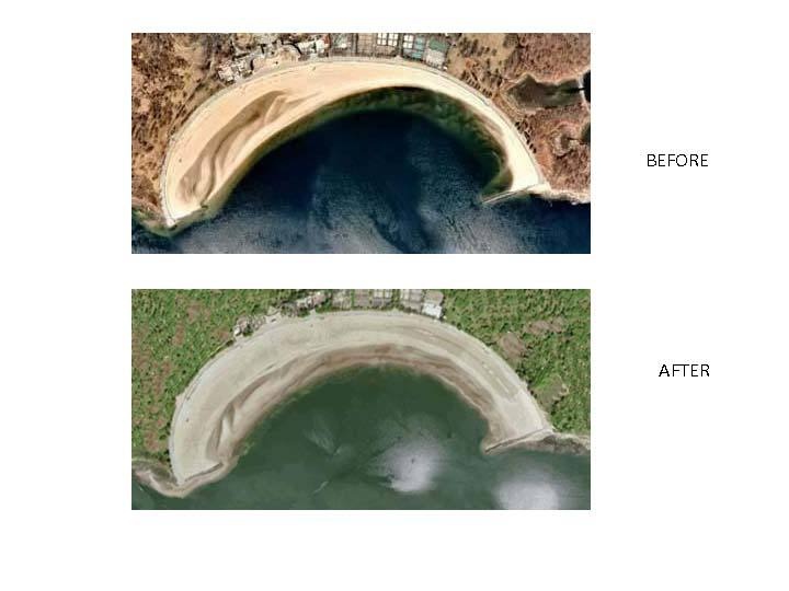 Before and after shoreline restoration