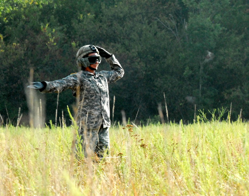 Hand direction to a CH-47