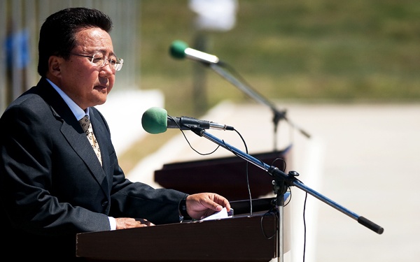 Mongolian president speaks at Khan Quest opening ceremony