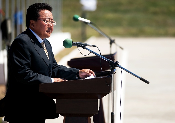 Mongolian president speaks at Khan Quest opening ceremony