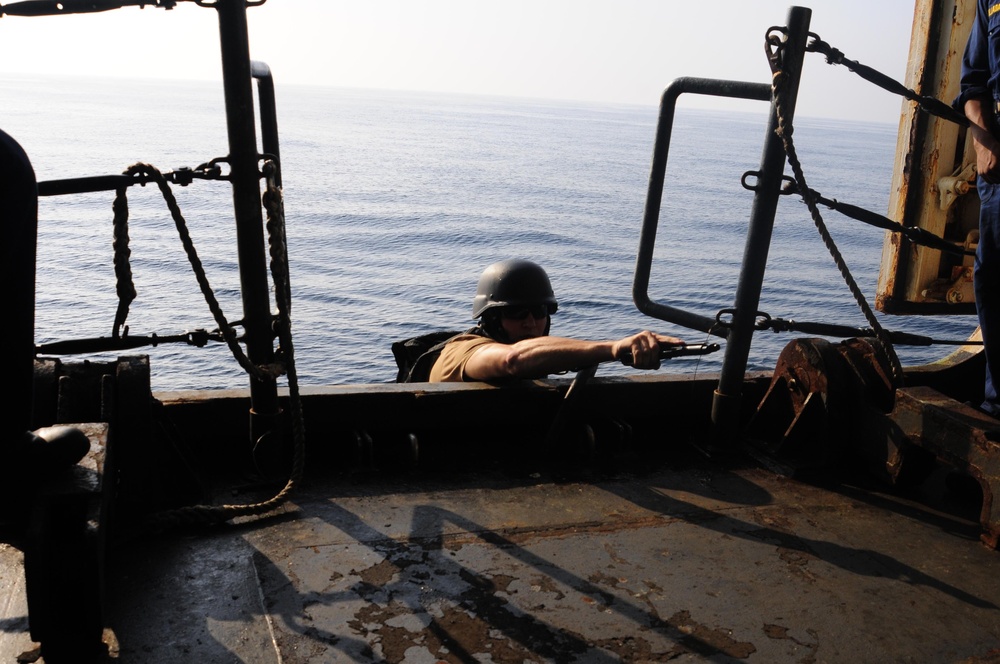 Simulated ship boarding exercise aboard USS WASP