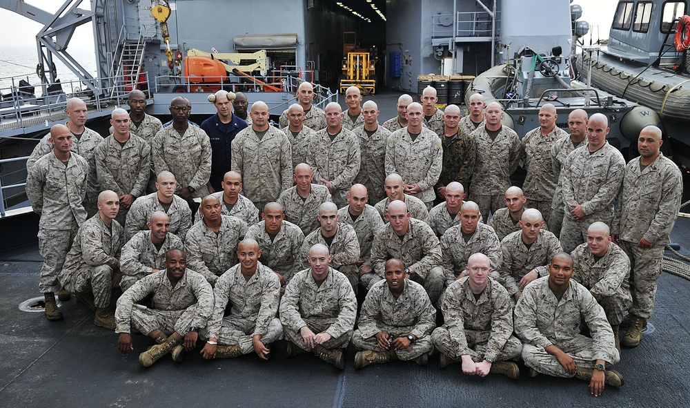 DVIDS Images The 22nd Marine Expeditionary Unit shave their heads for a cause [Image 3 of 6]