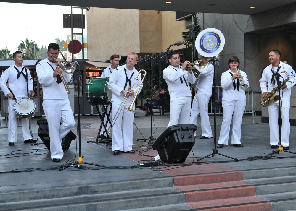 Blue Jackets Brass Band plays in Hollywood