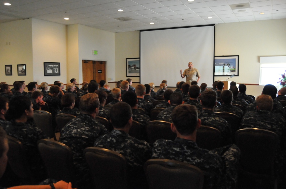 Rear Adm. Brady addresses midshipman in San Diego