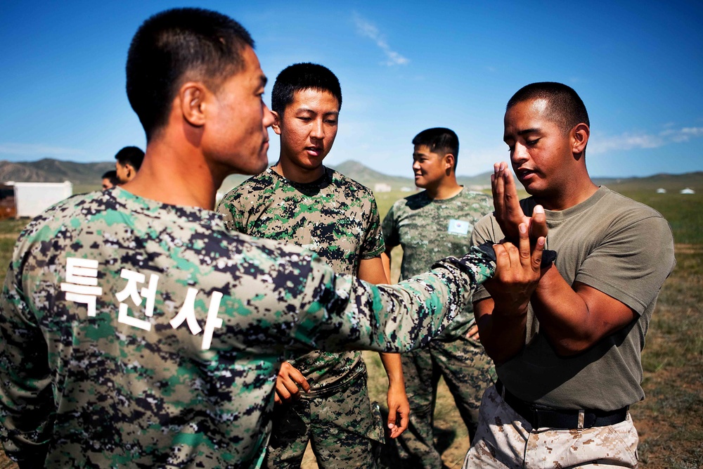 Marines exchange martial arts knowledge during Khaan Quest 2011