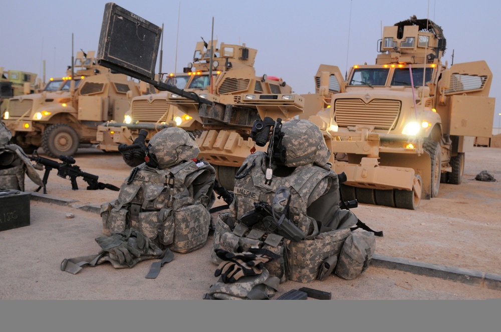 Gold Falcons prepare trucks and equipment for logistical convoy