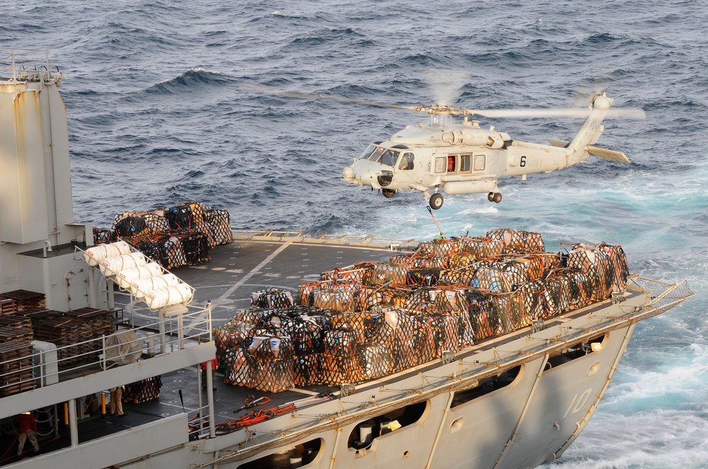 Helicopters bring in supplies