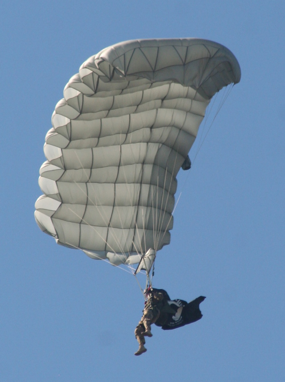 Parachutists deliver American flag for Rodeo opening ceremony