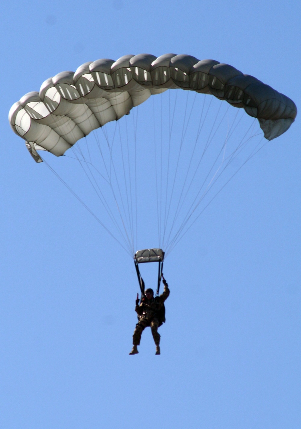 Parachutists deliver American flag for Rodeo opening ceremony