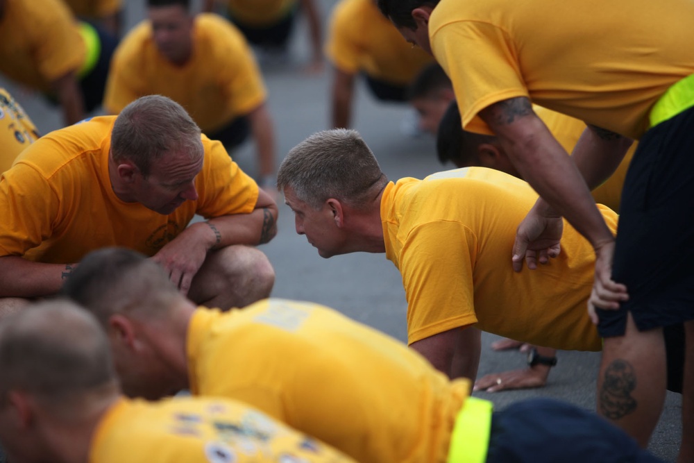 Sailors aboard Camp Pendleton go khaki