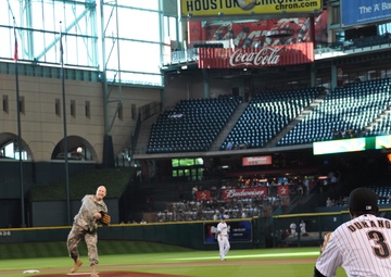 National Guard officer honored with first pitch