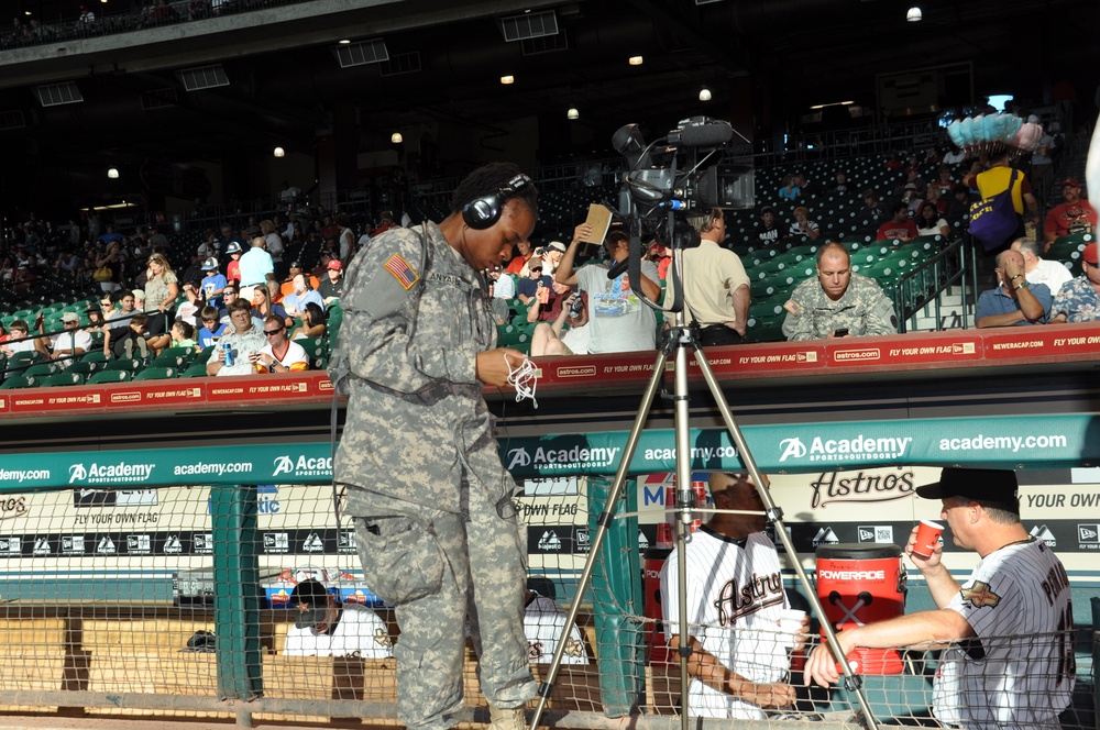Public affairs soldiers support National Guard night at baseball game
