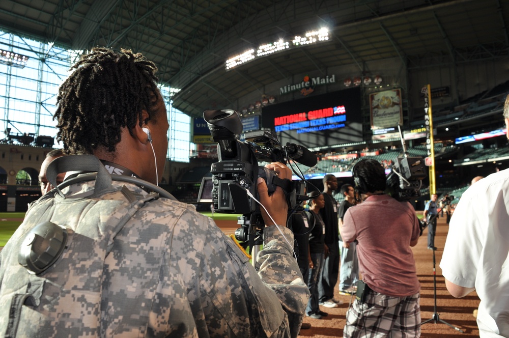 Public affairs soldiers support National Guard night at baseball game