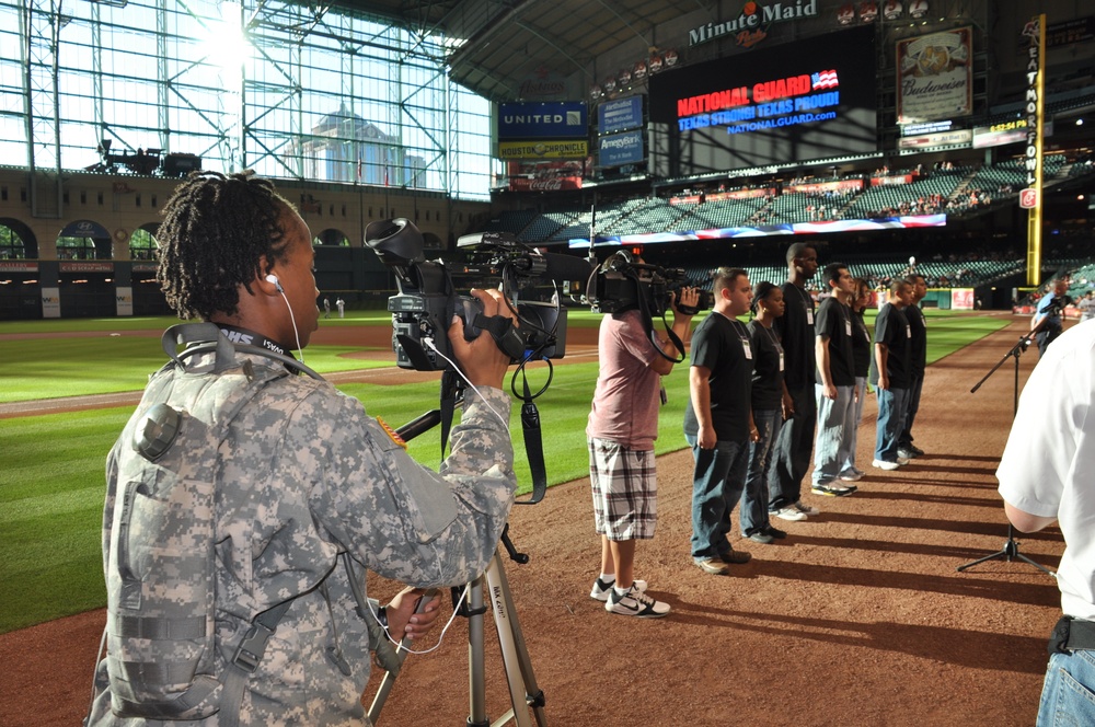 Public affairs soldiers support National Guard night at baseball game