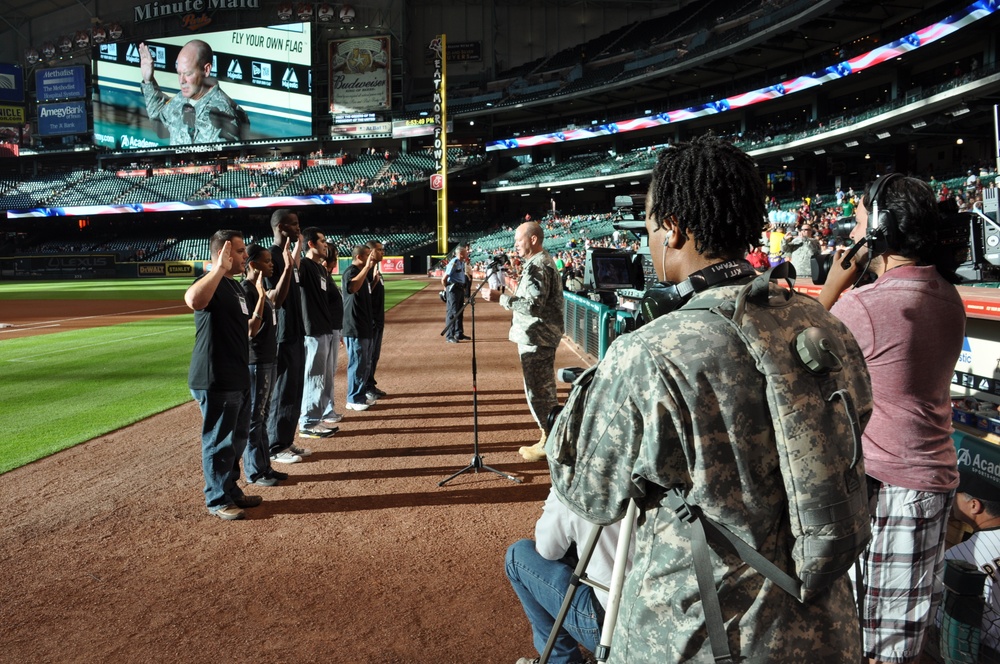 Public affairs soldiers support National Guard night at baseball game
