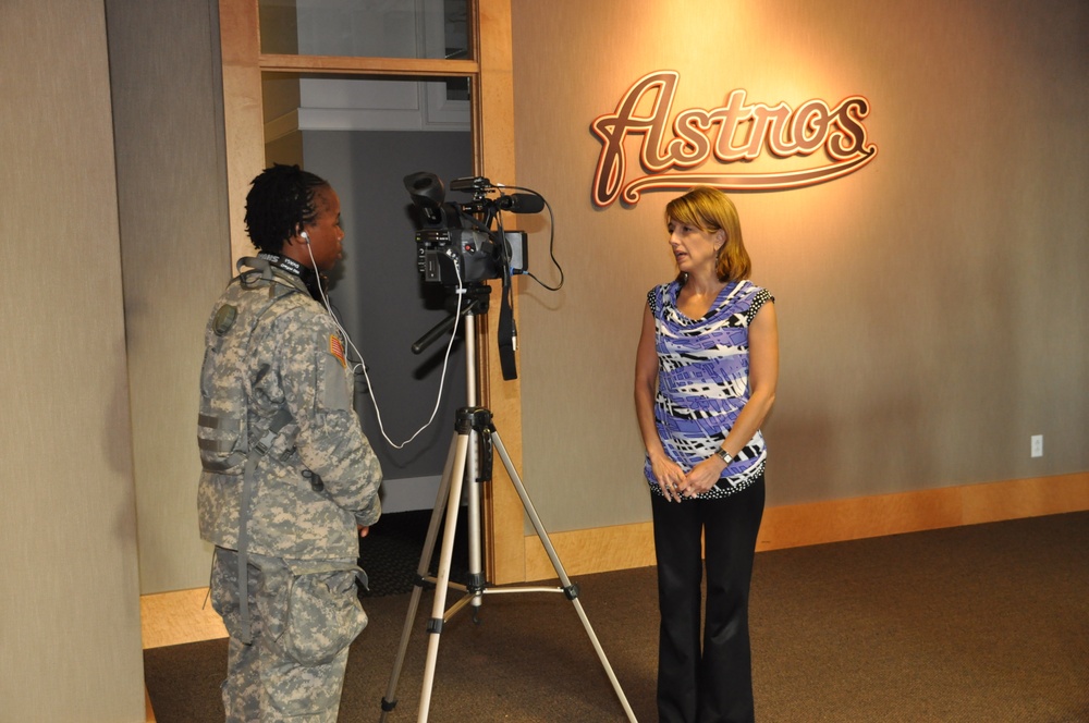 Public affairs soldiers support National Guard night at baseball game