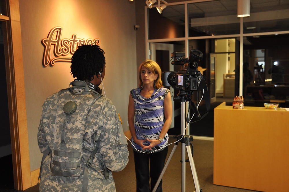 Public affairs soldiers support National Guard night at baseball game