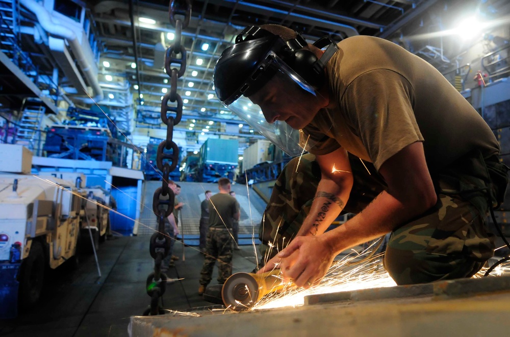 Force protection training aboard USS Mesa Verde