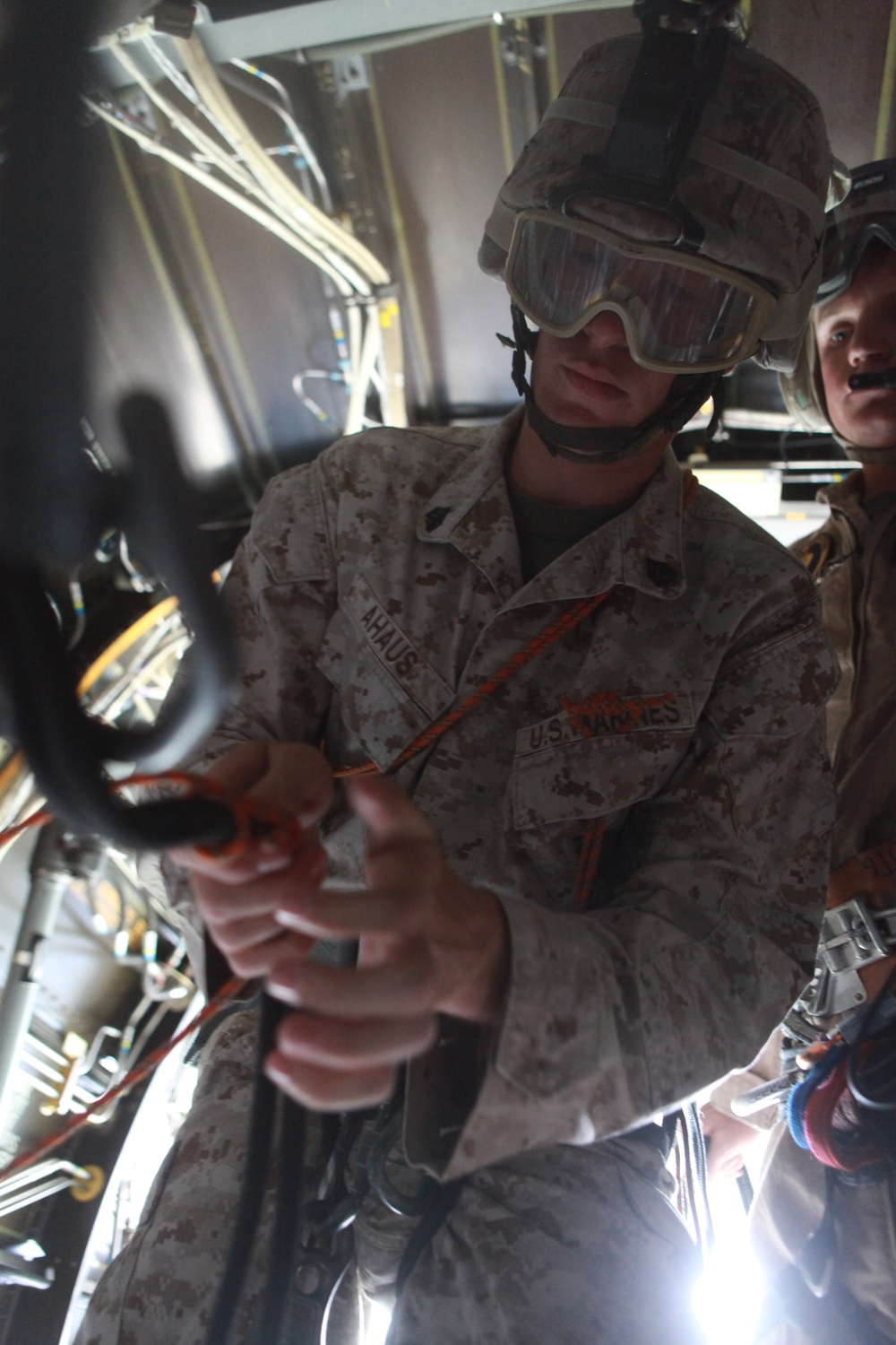 Marines master the ropes to step up, jump off aircraft