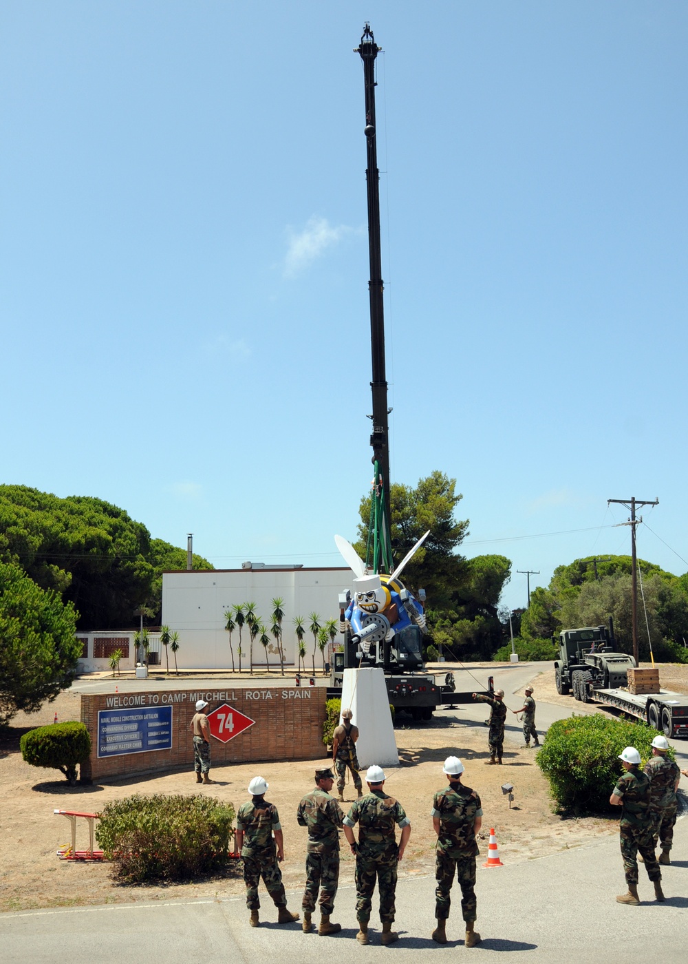Camp Mitchell Seabee statue flies again