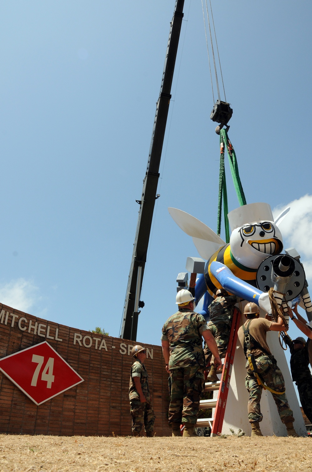 Camp Mitchell Seabee statue flies again