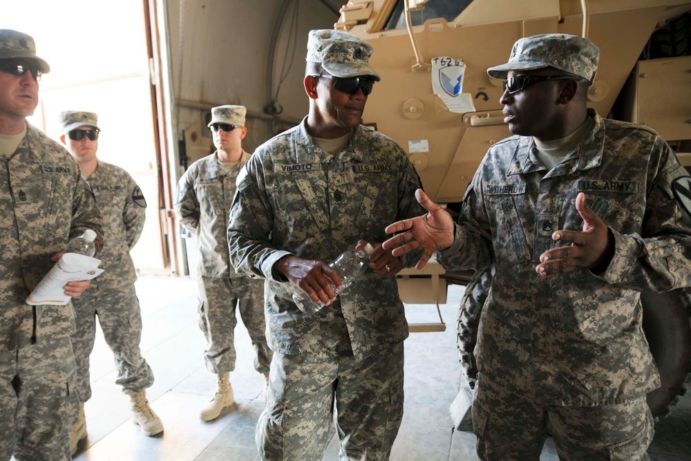 First Team command sergeant major visits Contingency Operating Base Adder troopers