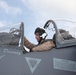 British aviator pilots Harrier for the last time